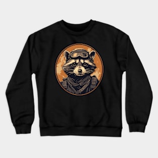 Raccoon Pilot Aviator Vintage Portrait Crewneck Sweatshirt